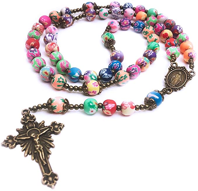 Rosarios católicos para hombres y mujeres, rosario católico, rosario,  regalos católicos, 12 piezas (rosa)