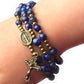 Blue Lapis Stone Catholic Rosary Bracelet for Women with Miraculous Medal Charm - Catholic Gifts - Rosarios Catolicos