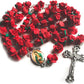 Risen Rosaries - Rosary Beads Necklace for Women - Catholic Communion Gift - Red Rose Garden Rosary - Free Velvet Pouch